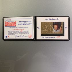 Limited addition 23 karat gold stamp Cal Ripken Junior Iron Man