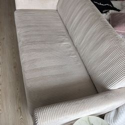 65” White Corduroy Loveseat