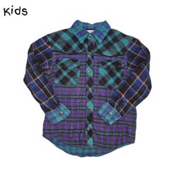 French Toast multicoloured plaid flannal button up shirt Size 8 years