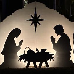 Handcrafted Large Outdoor Nativity Silhouette (Mary, Joseph, Jesus) LIGHTS & REBAR NOT INCLUDED