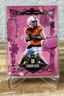 2024 Carson Beck Wild Card 5 Draw PRC 1/2 Pink Holo Foil