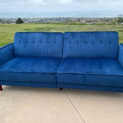 Blue Velvet Sofa Couch and Bed