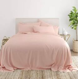 Ienjoy Home PREMIUM Solids in Style 6-Pc. Sheet Set, Queen- Blush Color