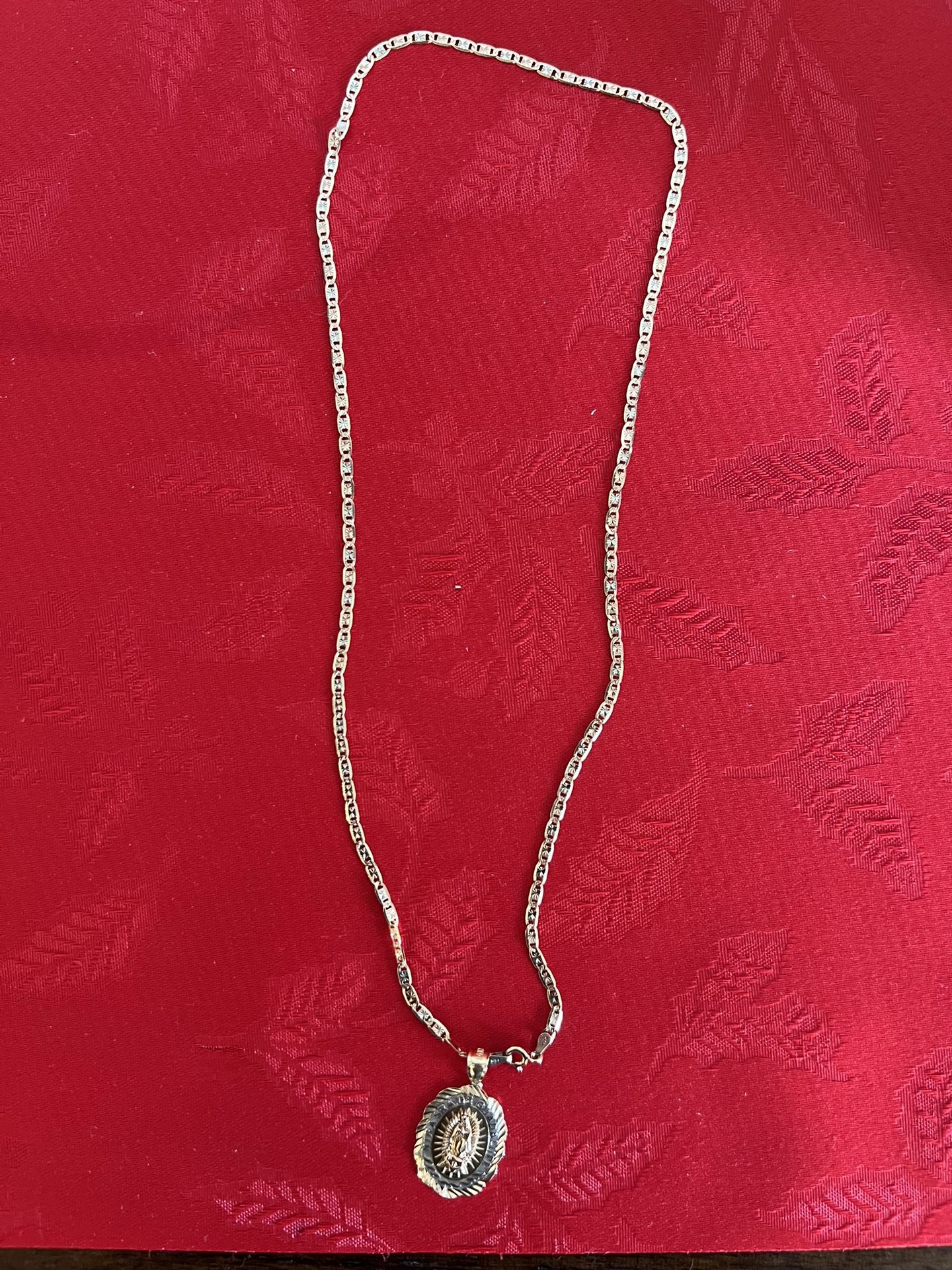 14k chain and rose mary pendant