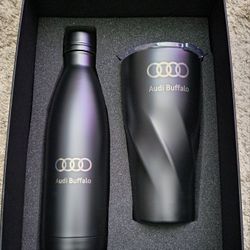 Metal Audi Water Bottle And Coffee Cup