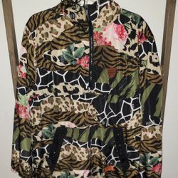 Reason Supply Co. Hooded Windbreaker Animal Print Jacket Size L