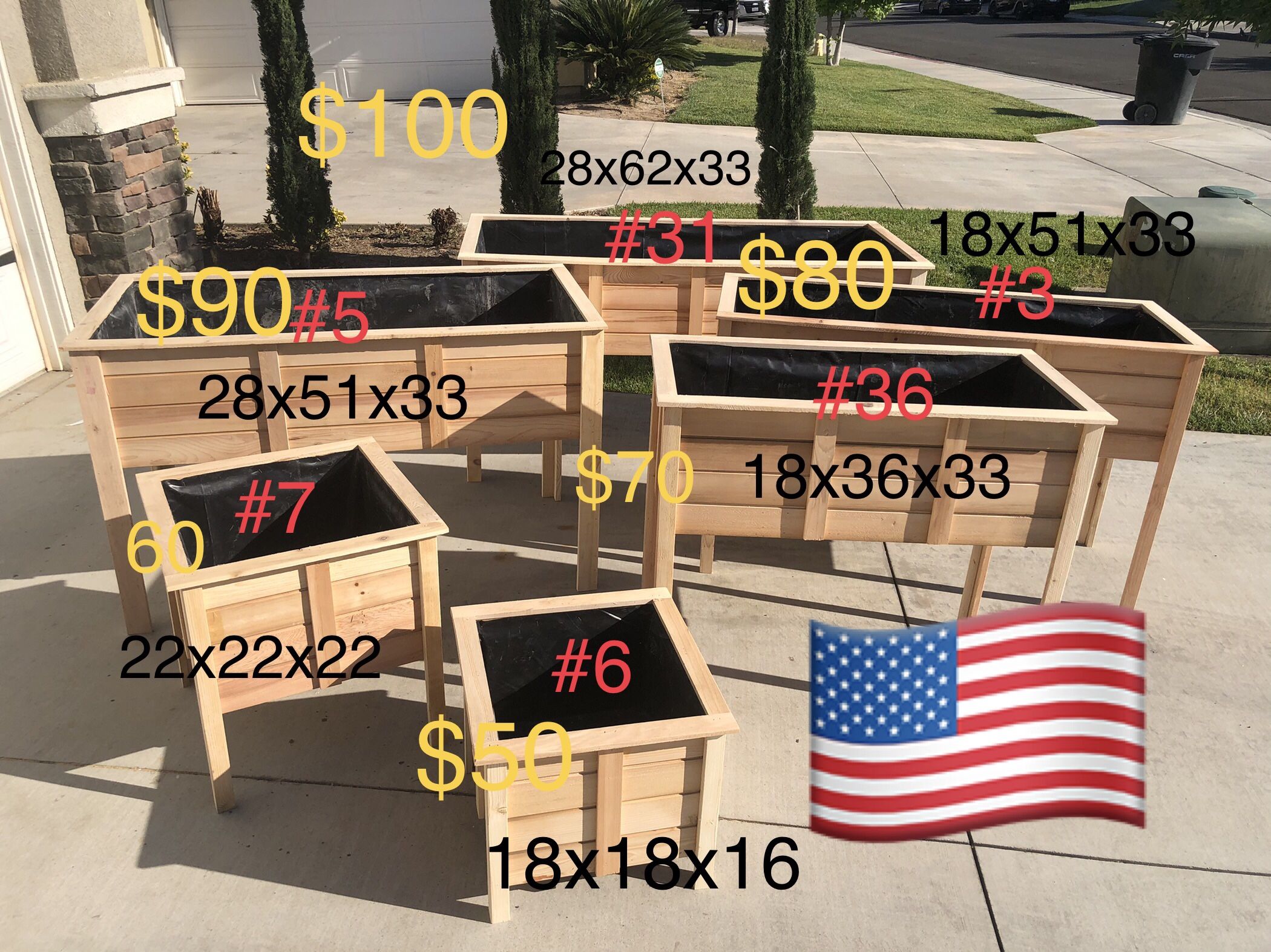 Wood Planter Box Garden Raised Pots