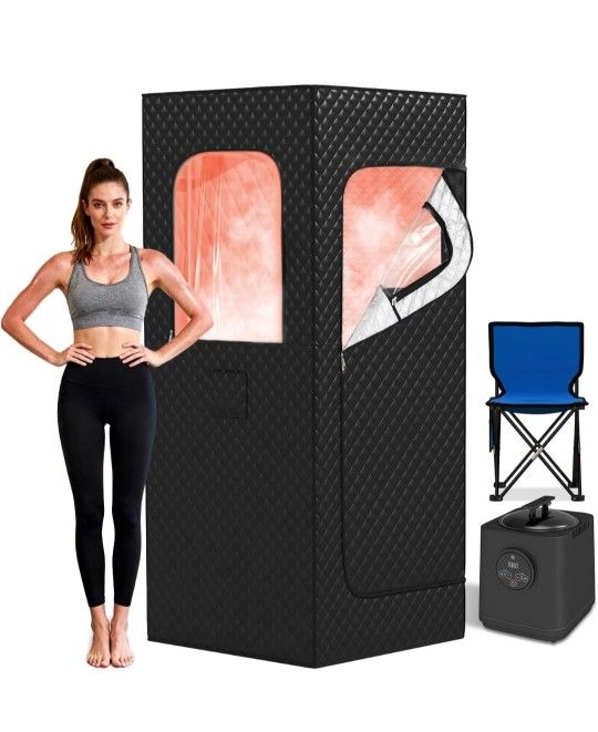 Portable Steam Sauna Box for Home, Infrared Sauna Tent with 3L Steam Generator, Remote Control, 15 Temperature Levels, 66 Minute Timer, Indoor Sauna w