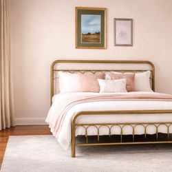 Full size  Gold Metal Bed Frame with free mattress
