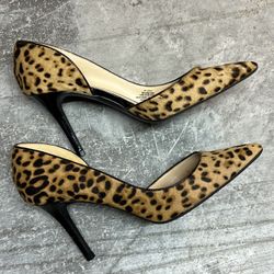 Jessica Simpson Leopard Print Pointed-Toe Heels 3.5" Stiletto Black & Tan.