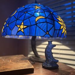 Large Stained Glass Lamp And Moon Bottle 