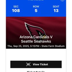 AMAZING SEATS GREAT DEAL 5th Row Cardinals Thursday Night Vs Seahawks 