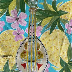 Vintage Glass Greek Ouzo Bouzouki Decanter/ Empty Liquor Bottle