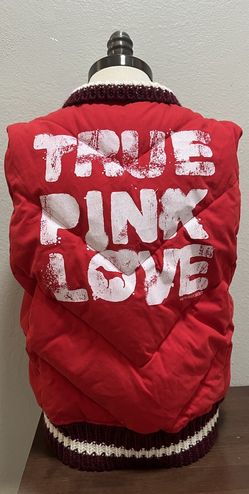 Y2K Victoria's Secret True Pink Love Red Puffer Vest Sz M/L