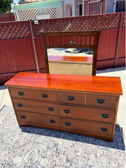 Mcm Mission Style Wood Dresser with Mirror
