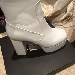 Platform Ankle Boots White Size 8