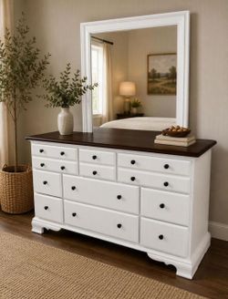 White Wood Dresser With Mirror