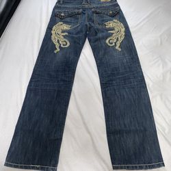 🔥 Epic Hero Puma Jeans 32x32 Embroidered Studded Denim - RARE DESIGN - FAST SHIP!