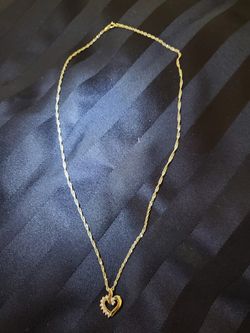 Sterling Silver Necklace with Heart Pendant with accent stones