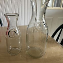 Vintage Paul Mason Glass Bottle, Wine Carafe Set Of 2