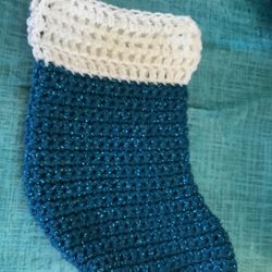 Teal And White Christmas Stocking 