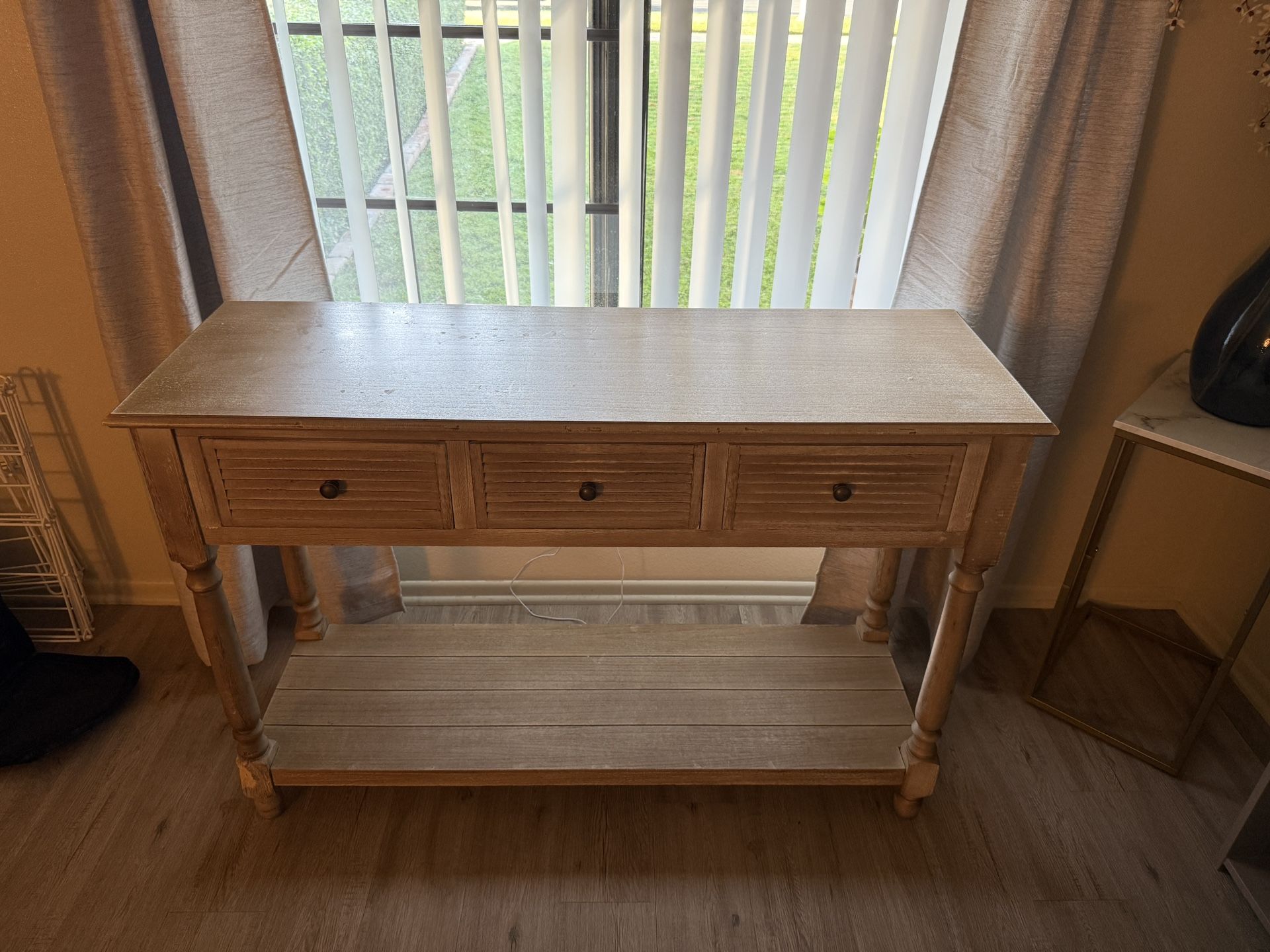 Rustic Console Table with Drawers and Shelf – 37” Wide