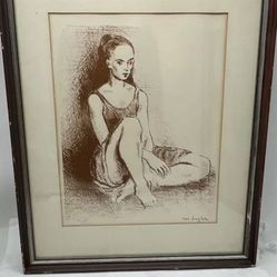 Moses Soyer - Young Dancer Lithograph COA On The Back Ballet Dancer Russian