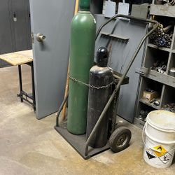Oxygen And Acetylene Tanks With Cart