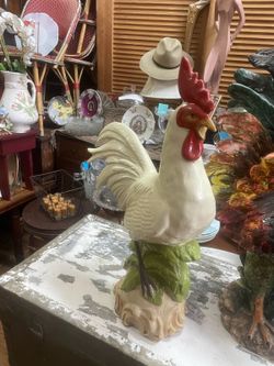 Large vintage rooster chicken rustic farmhouse statue decor