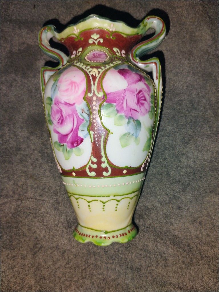 Vintage Japanese 1900s Art Nouveau Floral Porcelain Vase
