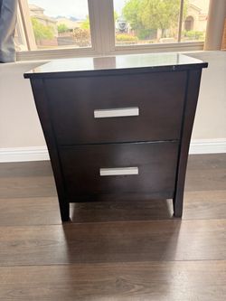 Modern Dark Wood 2-Drawer Side Table / Nightstand