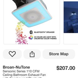 Broan-NuTone Sensonic Series 110 CFM Ceiling Bathroom Exhaust Fan with Speaker and Bluetooth Wireless Technology
