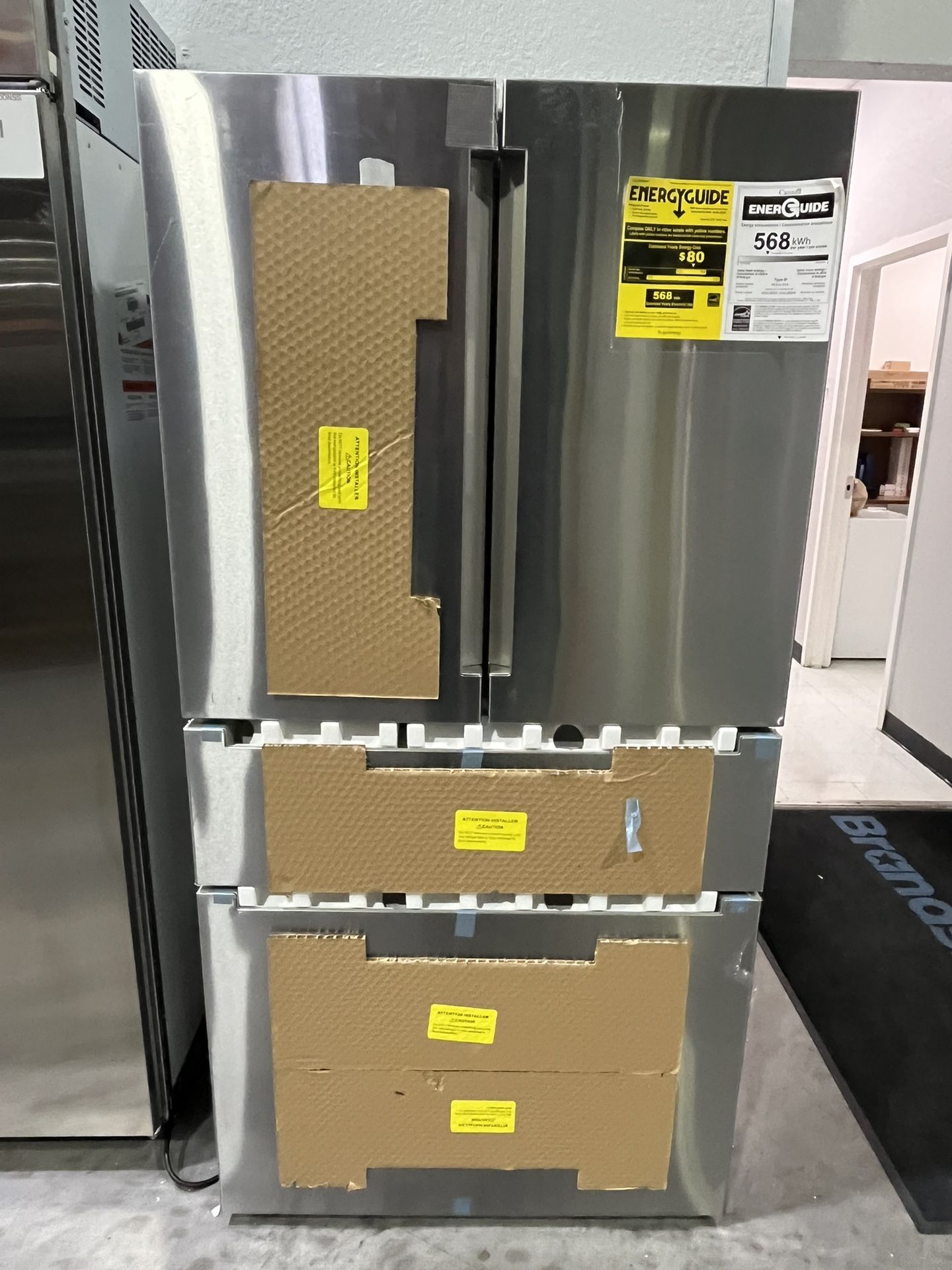 Bosch - 800 Series 20.5 Cu. Ft. 4-Door French Door Counter-Depth Smart Refrigerator - Stainless Steel Fridge - Model : B36CL80ENS - MSRP 3799