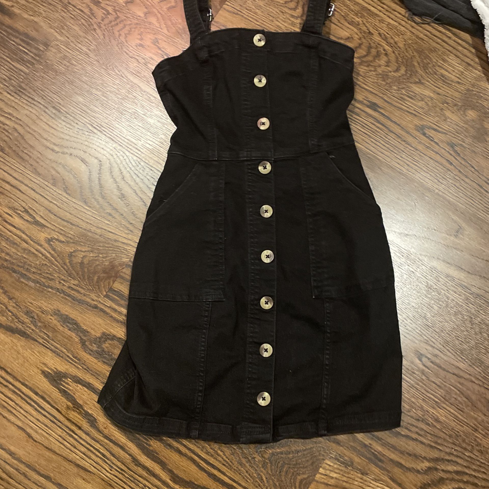 H&M OVERALL denim Black Dress  Size Small 