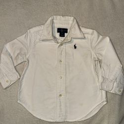 Ralph Lauren Polo Baby Boy Toddler Long Sleeve White Shirt 18 Months 