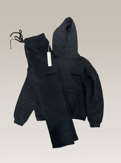 Authentic Fear of God Essentials Black Stretch Limo Hoodie & Sweatpants Bundle