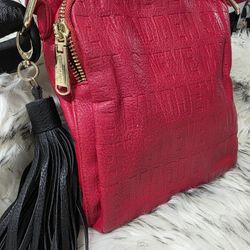 Steve Madden Messenger Bag In Red & Black with Gold Accents