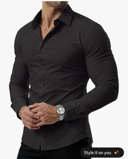 NEW PLEPAN Men's Slim Fit Stretch Dress Shirt 