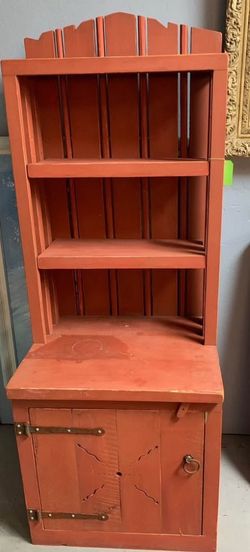 Rustic Red Shelving Unit Cabinet