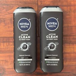 Nivea MEN Active Clean Body Wash With Natural Charcoal: Deep Clean 16.9 oz Each  (2 For $8)