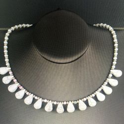 Bohemian style white pine stone water drop necklace