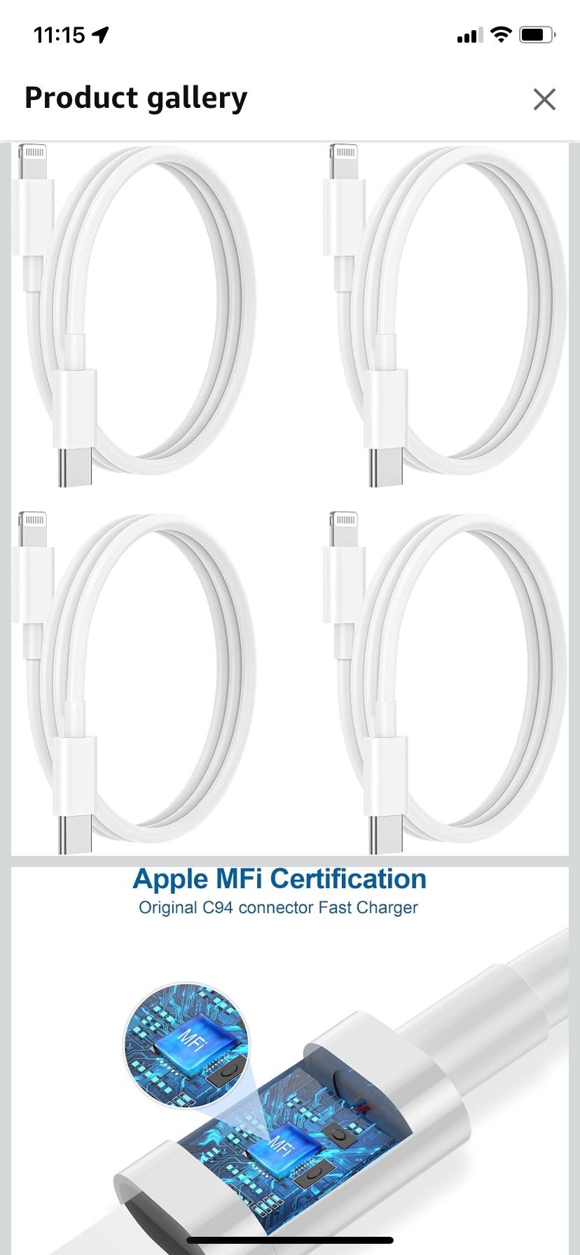USB C to Lightning Cable 6Pack 3FT Type C Charger Fast Charging Cord