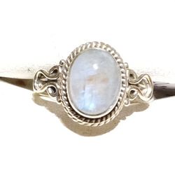 925 Sterling Silver Rainbow Moonstone Ring.