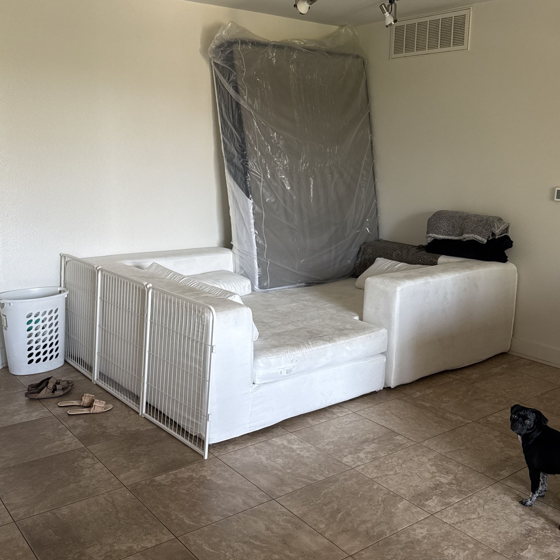 Move Out Sale - New Nectar Queen Mattress And Used White Sectional