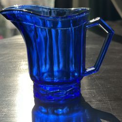 Vintage Cobalt Blue Glass Pitcher/Creamer. 3.5”