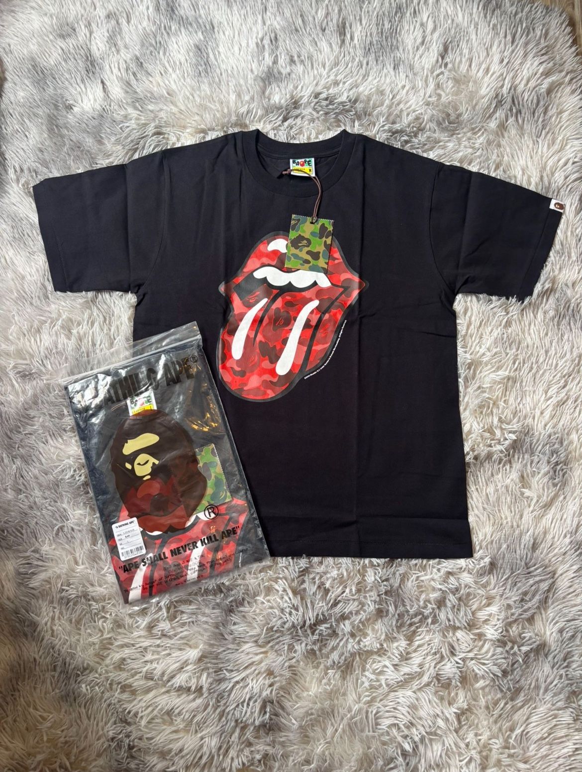 Red logo Bape shirt size M