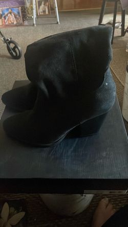 Black Suede Ankle Boots with Block Heel