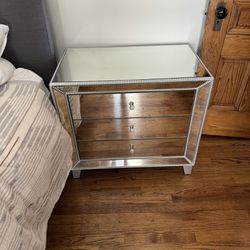 2 3-Drawer Mirrored Side Tables