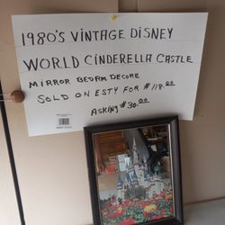 1980's Vintage Disney World Cinderella Castle  Mirror 