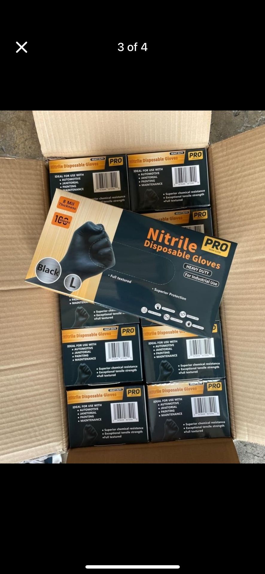 [8Mil] Black Full-Textured Nitrile Gloves – Case of 1000